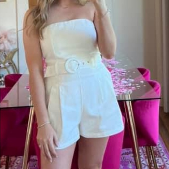 Olivaceous Ivory Strapless Romper - Picture 2 of 6
